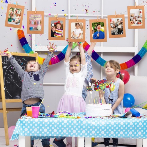 Pack Photo Créatif : 50 Feuilles 10x15 – 200 g/m² + 10 Cadres Photo Kraft + Pinces et Corde