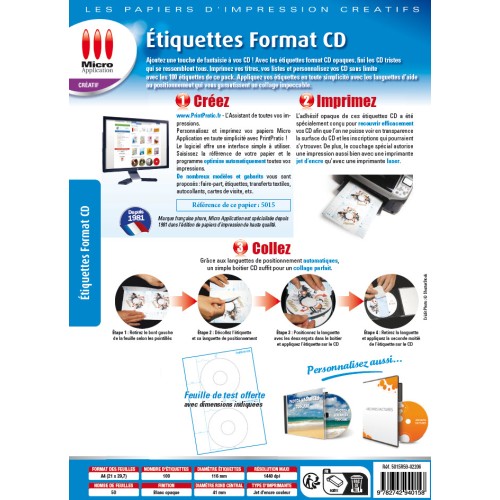 Étiquettes CD ou DVD Opaques
