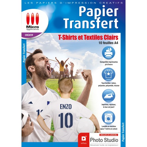 Papier Transfert T-shirt pour Textiles Clairs – 10 Feuilles A4 – Idéal pour Impression Personnalisée sur T-shirts, Sweats