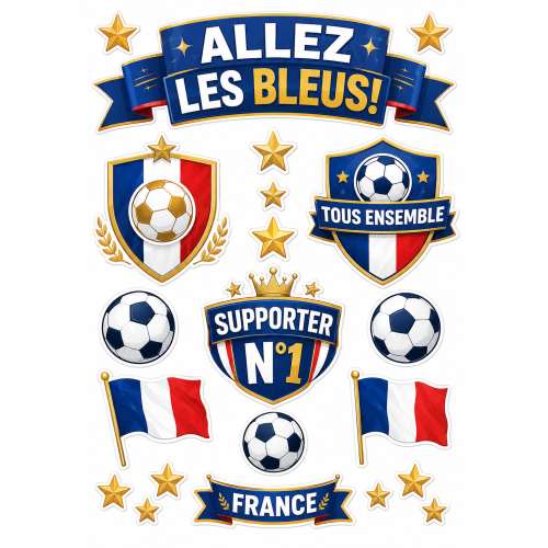 Pack Supporter Foot 2026 – Transfert textile + Autocollants à imprimer