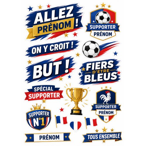 Pack Supporter Foot 2026 – Transfert textile + Autocollants à imprimer