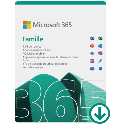 Microsoft 365 Famille - 6 utilisateur - Abonnement 1 an