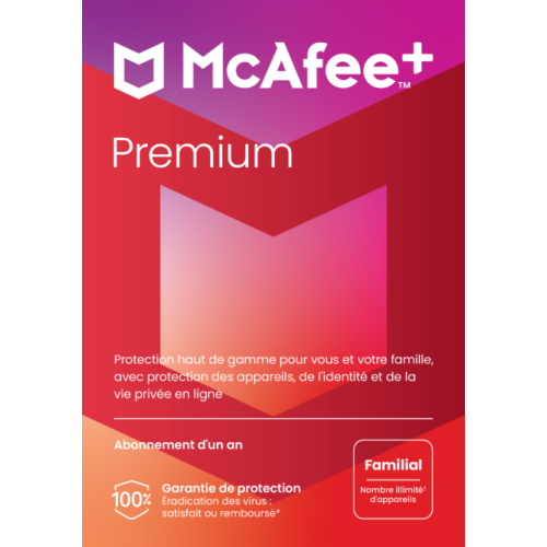 1 An - Appareils Illimités : McAfee + Premium Family 2025 - 1 AN - Appareils illimités