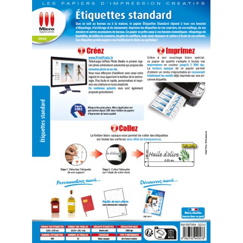 Etiquettes Standard - 600 étiquettes - format 2,96 x 6,05 cm - bords arrondis