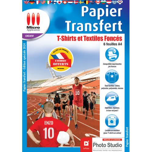 Papier Transfert T-Shirt pour Textiles de Couleur - 6 feuilles de papier A4 Transfert coton foncé