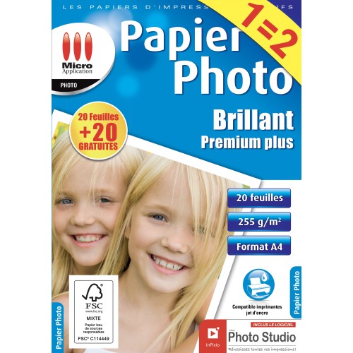 Papier Photo Brillant A4 - Maxi Pack - 255 g/m² - 20 Feuilles + 20 offertes