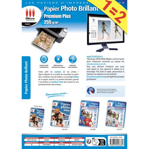 Papier Photo Brillant A4 - Maxi Pack - 255 g/m² - 20 Feuilles + 20 offertes