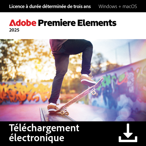 ADOBE Premiere Elements 2025 - Abonnement 3 ans - 2 PC ou 2 Mac