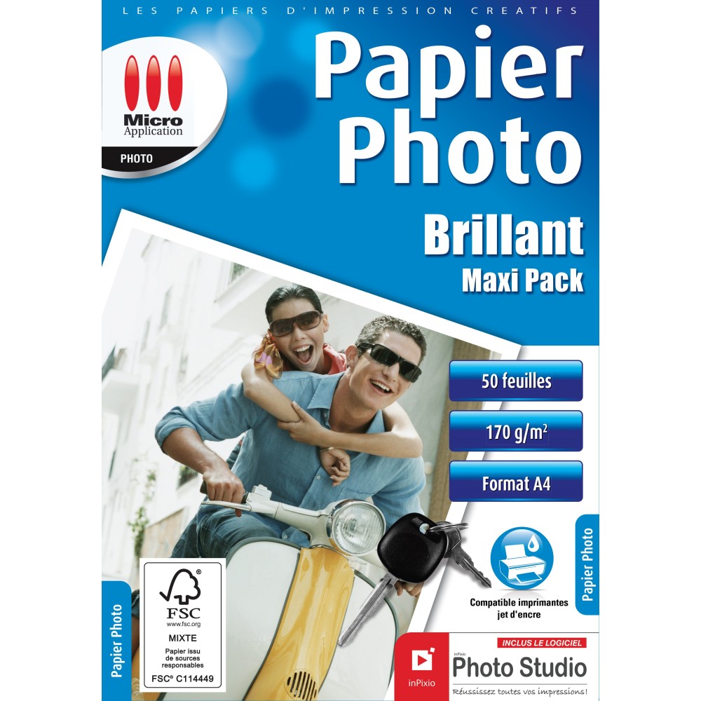 Papier Photo Brillant A4 - Maxi Pack - 170 g/m² - 50 Feuilles