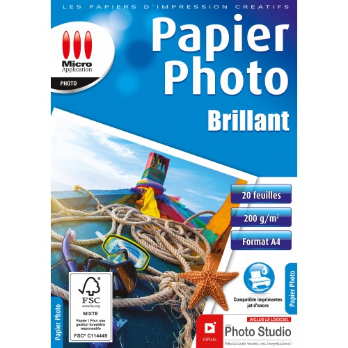 Papier Photo Brillant A4 - 200 g/m² - 20 Feuilles