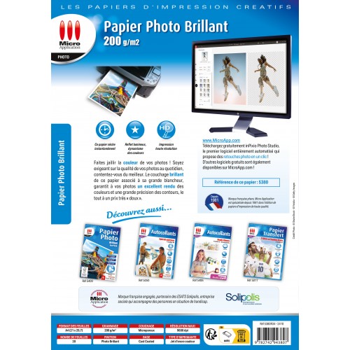 Papier Photo Brillant A4 - 200 g/m² - 20 Feuilles