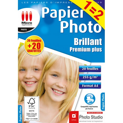 Papier Photo Brillant A4 - Maxi Pack - 255 g/m² - 20 Feuilles + 20 offertes