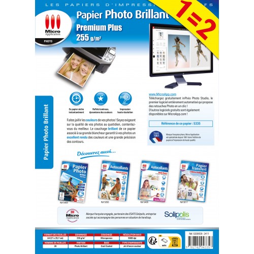 Papier Photo Brillant A4 - Maxi Pack - 255 g/m² - 20 Feuilles + 20 offertes