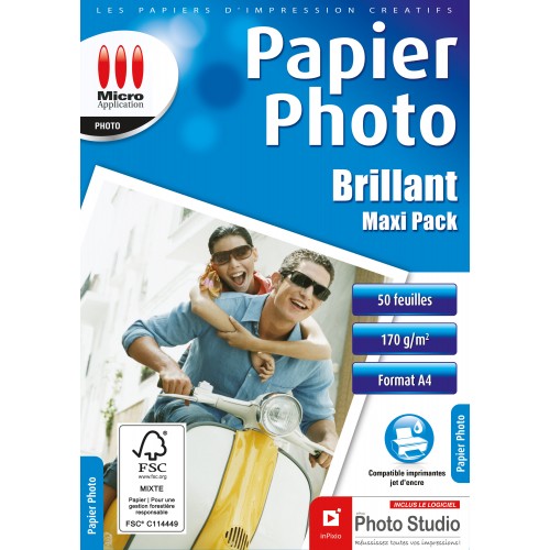 Papier Photo Brillant A4 - Maxi Pack - 170 g/m² - 50 Feuilles