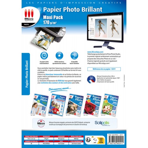 Papier Photo Brillant A4 - Maxi Pack - 170 g/m² - 50 Feuilles