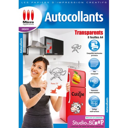 Autocollants Transparents - 8 feuilles A4 transparentes