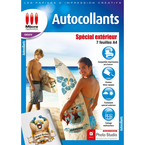 Autocollants Spécial Extérieur - 7 feuilles A4 blanches imperméables