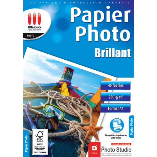 Papier Photo Brillant A4 -  Eco pack - 200 g/m² - 40 Feuilles