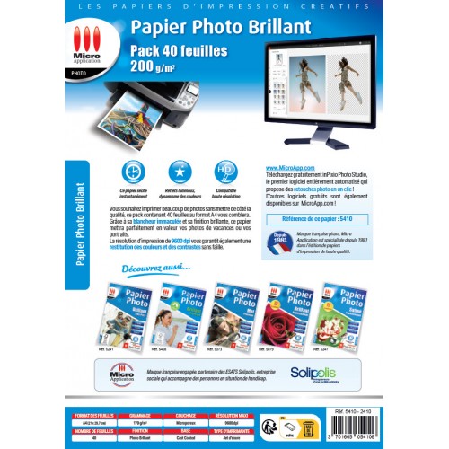 Papier Photo Brillant A4 -  Eco pack - 200 g/m² - 40 Feuilles