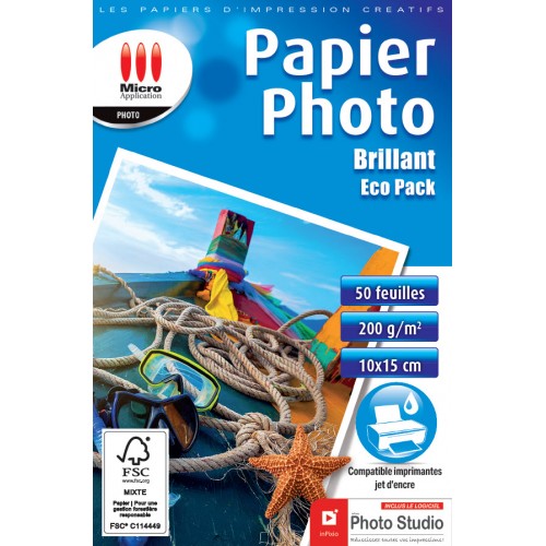 Papier Photo Brillant 10x15 - 200 g/m² - 50 Feuilles