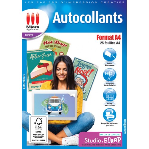 Autocollants Format A4 - 25 feuilles A4 blanches mates