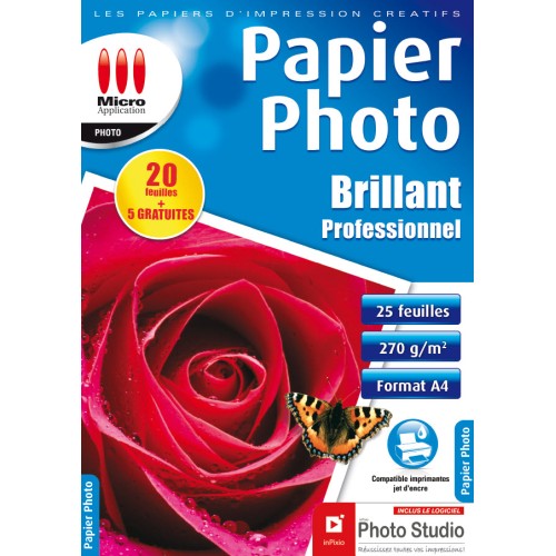 Papier Photo Brillant A4 - Professionnel - 270 g/m² - 25 Feuilles