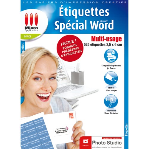 Etiquettes Spécial Microsoft® Word - 525 étiquettes - Format 3,5 x 6 cm