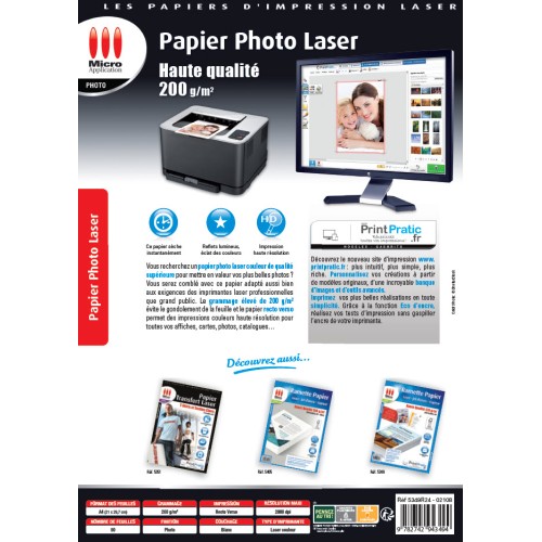 Papier Photo Laser Haute Qualité A4 - 200 g/m² - 50 feuilles