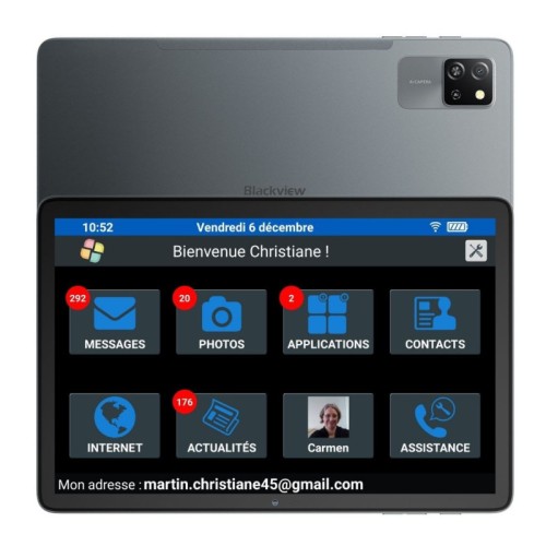 Facilotab Classic – Tablette simplifiée pour seniors – WiFi, 10,1″, 128 Go, Android 14