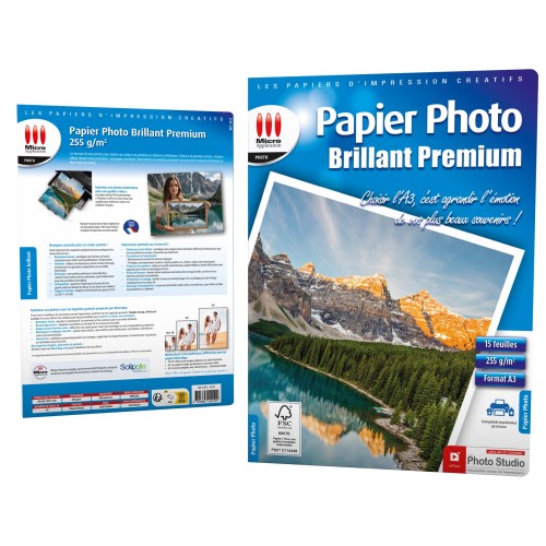 Papier Photo Brillant * Format A3 * - 255 g/m² - 15 Feuilles