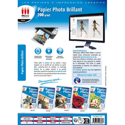 Papier Photo Brillant A4 -  Eco pack - 200 g/m² - 20 Feuilles